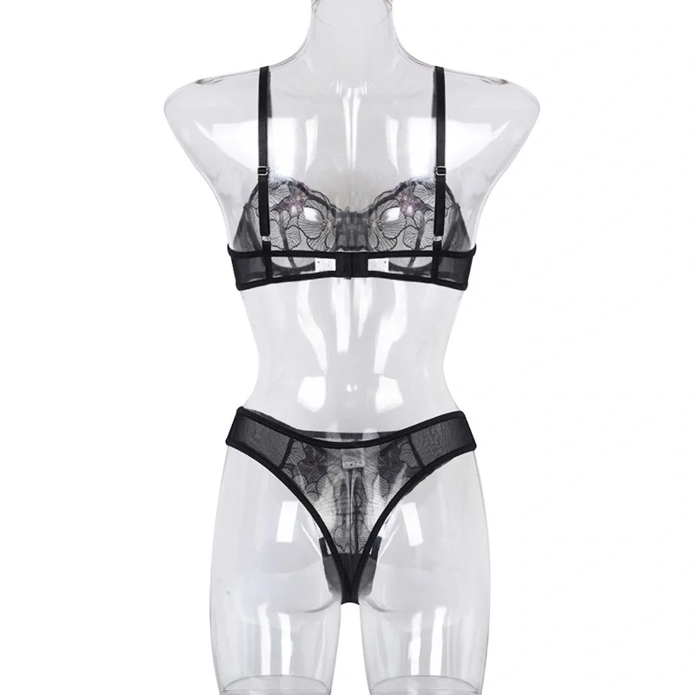 💖 NEW sexy transparent embroidery lingerie set - Picture 7 of 8
